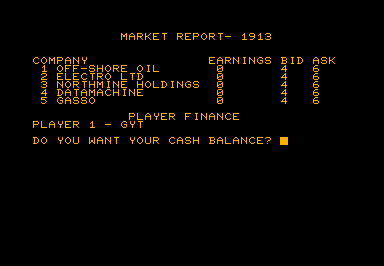 Bulls and Bears game screenshot for Commodore PET